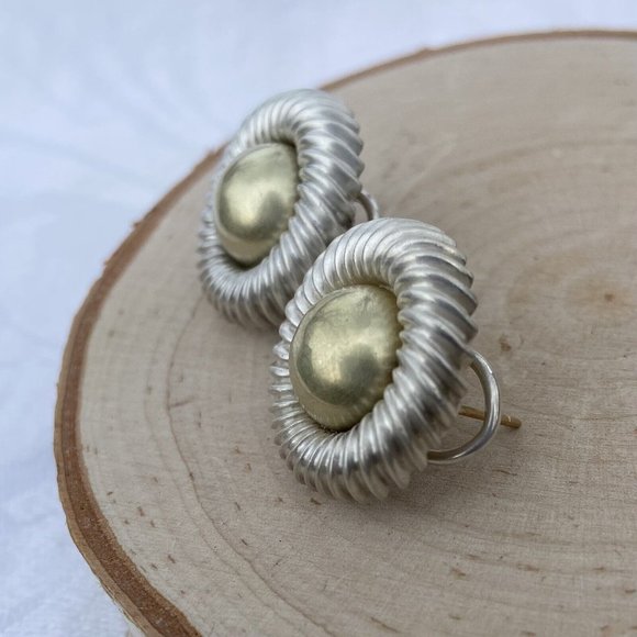 David Yurman 22mm Large Cookie Stud Earrings Sterling 14k Gold Cable Round Post - Picture 12 of 15